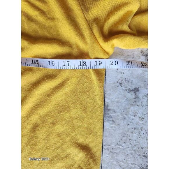 C36 Tickled Teal golden sunflower yellow long sweater cardigan with lacy trim - Picture 4 of 11